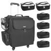 Relavel Rolling Makeup Train Case, Hairstylist Traveling Bag with 4 Wheels, Heat Insulation Full Layer, Adjustable Dividers, Hair Tools and Cosmetics Storage Organizer Trolley Suitcase Makeup Cart