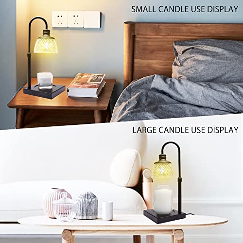 Candle Warmer Lamp, Auto Shut Off with Timer Control, Brightness Heat Level Control with Dimmable Switch, Height Adjustable Top-Down Candle Melting with 2 Bulbs(Black) - Image 4
