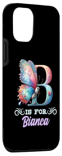 iPhone 14 Pro Max B Is For Bianca Girly Butterfly And Flower Initial Name Case - Image 3