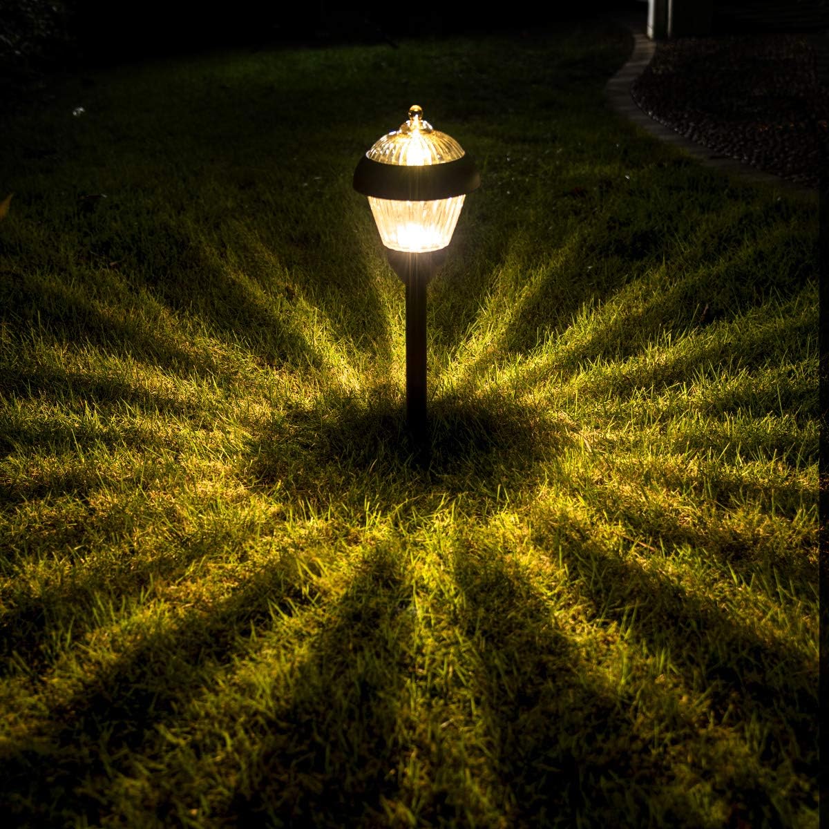 Solpex 4pack high Lumen Solar Pathway Lights??Metal Solar Path Lights??2 Bright LED??Waterproof IP65 Auto On/Off Solar Garden Lights for Walkway Driveway Yard - Image 4