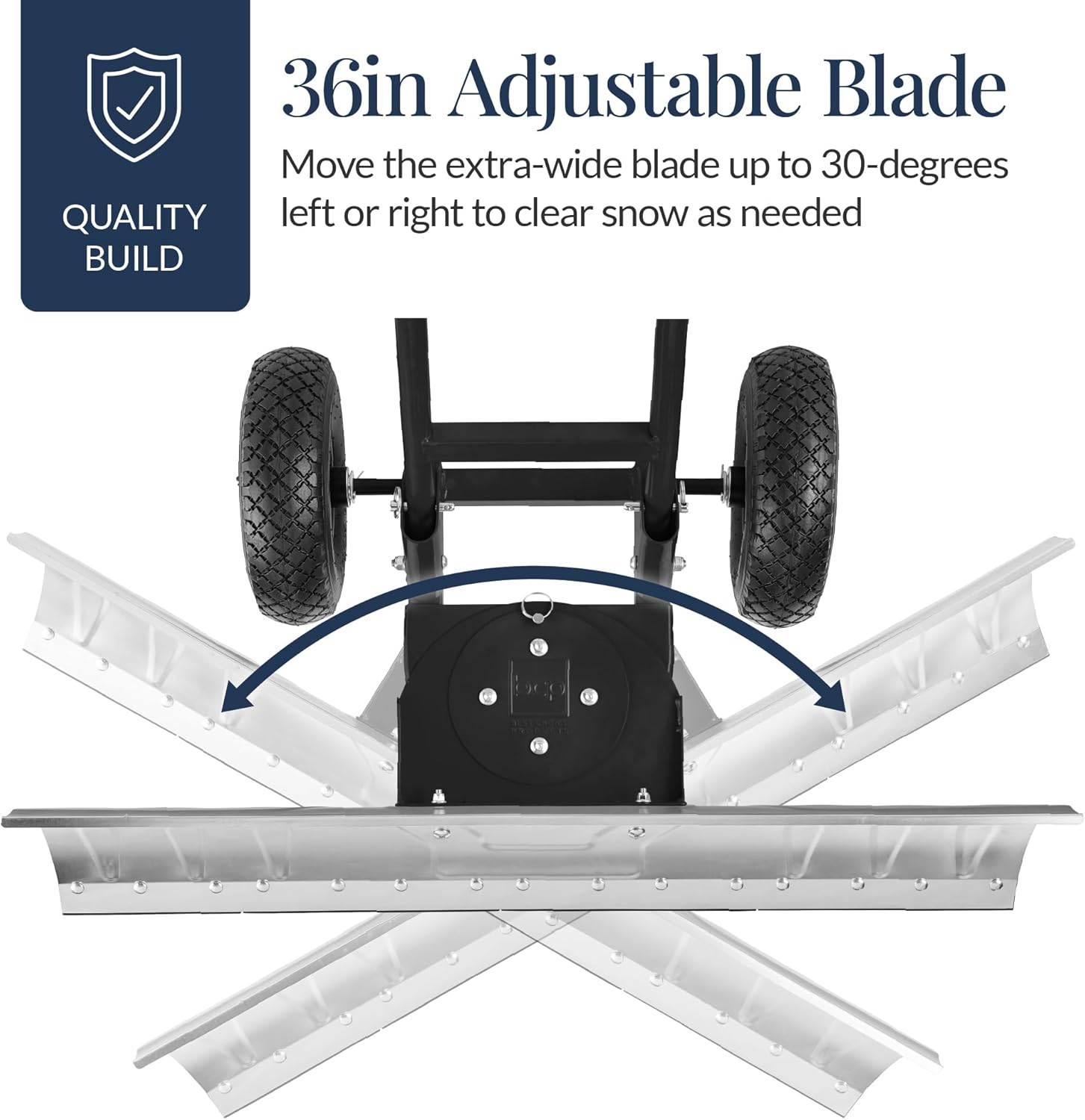 Best Choice Products 36in Galvanized Blade Heavy-Duty 2-Wheel Snow Pusher Hand Plow for Snow Removal w/Wheels, Adjustable Handle, Blade Angle – Black - Image 25