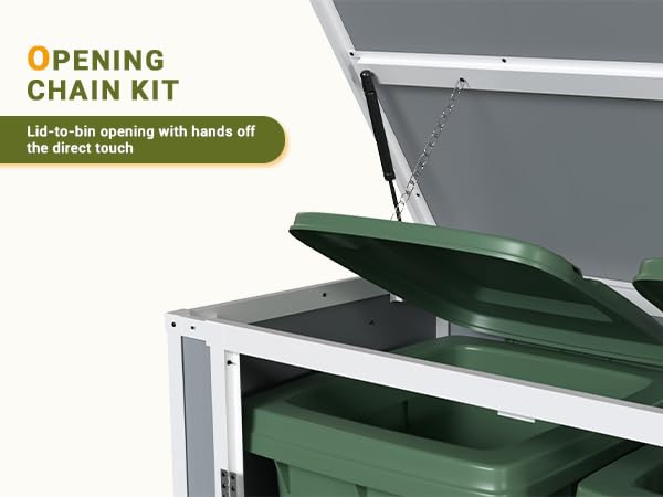 41 Cu.Ft Horizontal Outdoor Storage Box Plastic Shed, Trash Can Sheds Weatherproof Resin Shed with Floor Thickened & Gas Spring & Lockable Doors for Tools, Lawn Mower Storage - Image 6