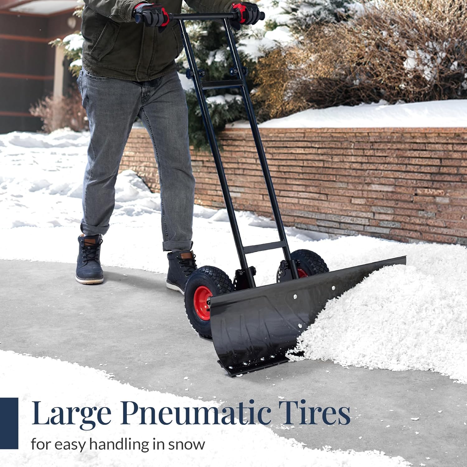 Best Choice Products 36in Galvanized Blade Heavy-Duty 2-Wheel Snow Pusher Hand Plow for Snow Removal w/Wheels, Adjustable Handle, Blade Angle – Black - Image 19
