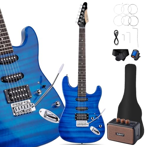 Leo Jaymz 39 Full Size ST Style Electric Guitar Starter Kit with SSH Pickup, 5W Portable Amp, Tuner, Gig Bag, Strap & Accessories (Violet Ocean) - Image 6