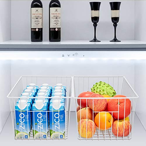Freezer Wire Baskets, Kitchen Storage Organizer Bins for Chest and Upright Freezer, Refrigerator Dividers Containers with Handles – Pearl White (3) - Image 34