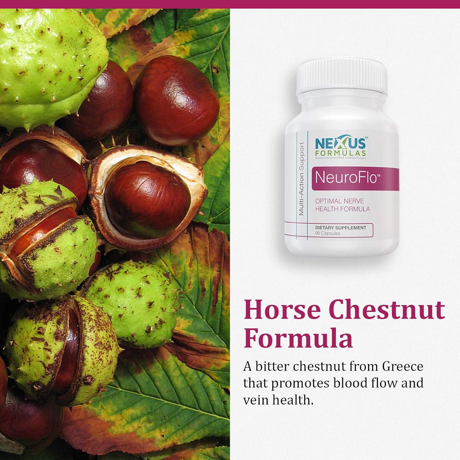 Nexus Formulas NeuroFlo Supplement – Circulation and Vein Support for Healthy Legs – Horse Chestnut Formula for Nerve Function, Numbness, Tingling - Image 4