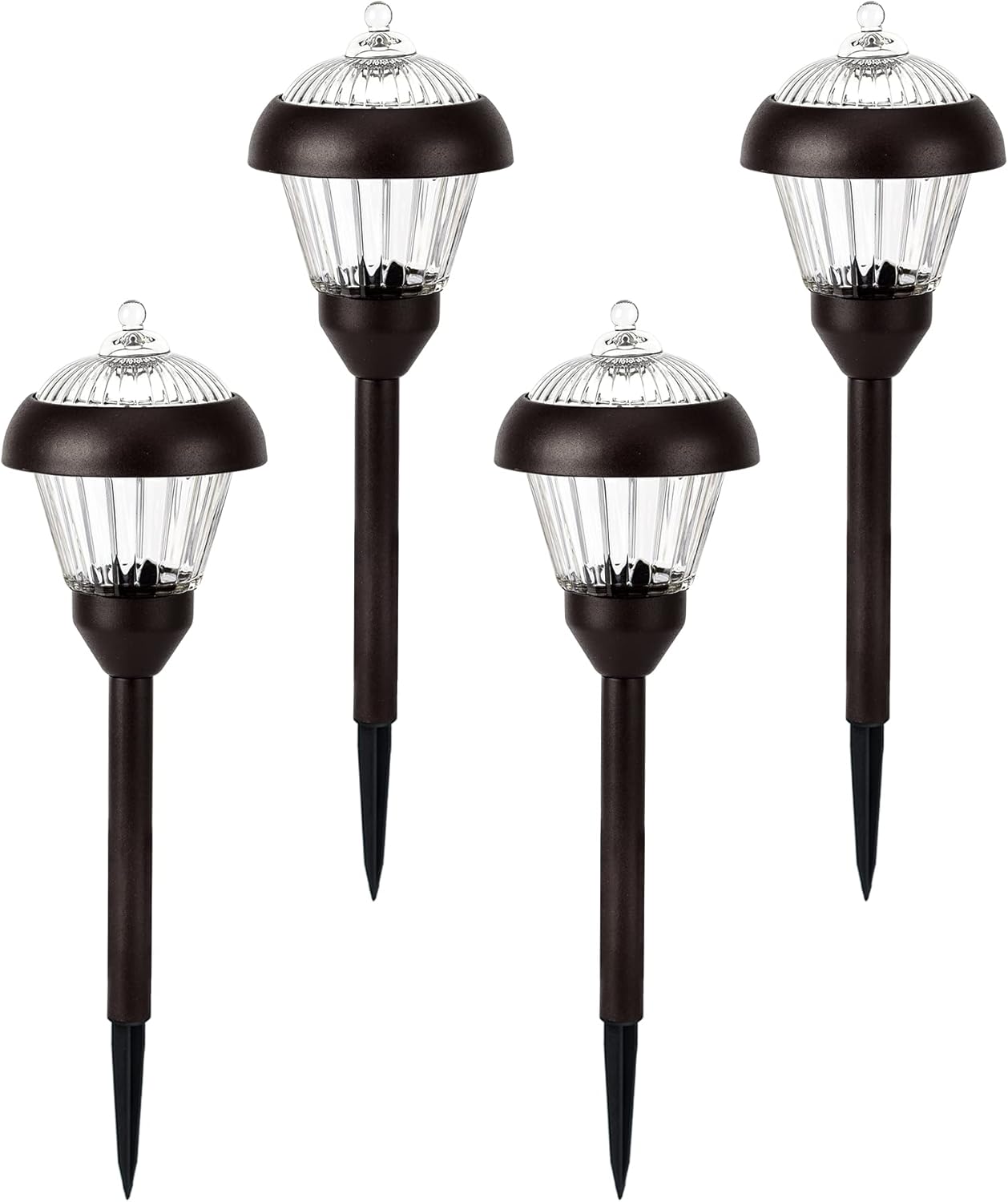 Solpex 4pack high Lumen Solar Pathway Lights??Metal Solar Path Lights??2 Bright LED??Waterproof IP65 Auto On/Off Solar Garden Lights for Walkway Driveway Yard