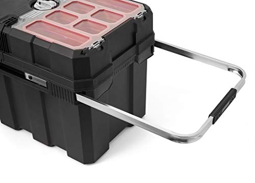 Keter Masterloader Resin Rolling Tool Box with Locking System and Removable Bins ?C Perfect Organization and Storage Chest for Power Drill, Tape Measure, and Screwdriver Set, Black - Image 10