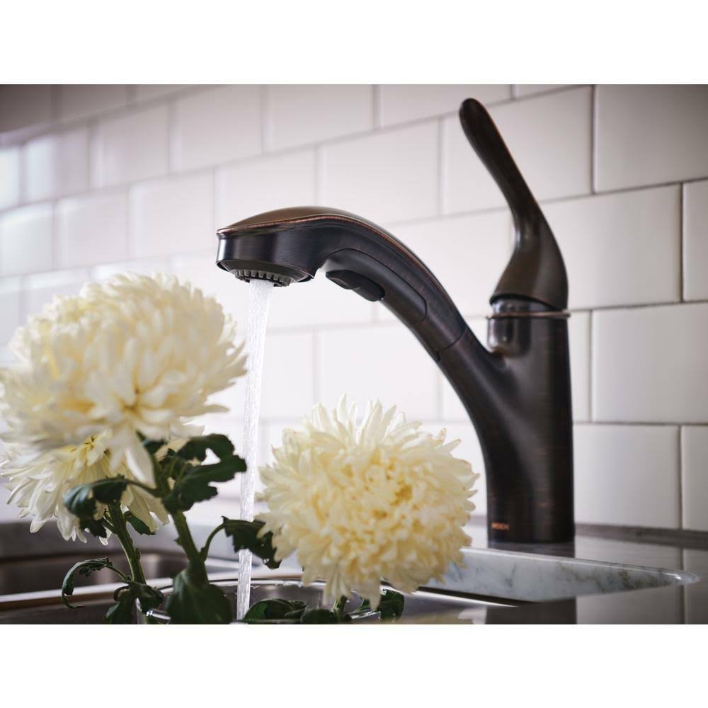 Moen Brecklyn Single-Handle Pull-Out Sprayer Kitchen Faucet Bronze - Image 7